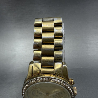 Michael Kors Chrono Watch Women 38mm Champagne Dial Gold Tone MK-5130 New Batt4