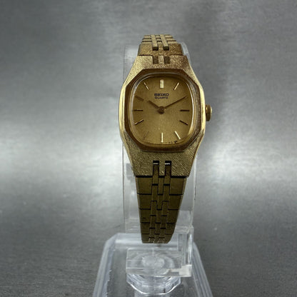 Seiko Watch Women 17mm Champagne Dial Gold Tone Rectangle 2C205749 New Battery5