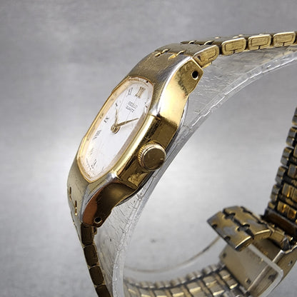 Seiko Watch Women 17mm White Dial Gold Tone Octagon 2y005509 New Battery2