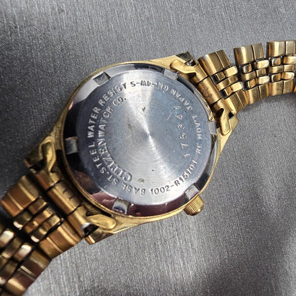 Citizen CQ Watch Women 25mm MOP Dial Gold Tone Daydate 1012-R15101 New Battery 610