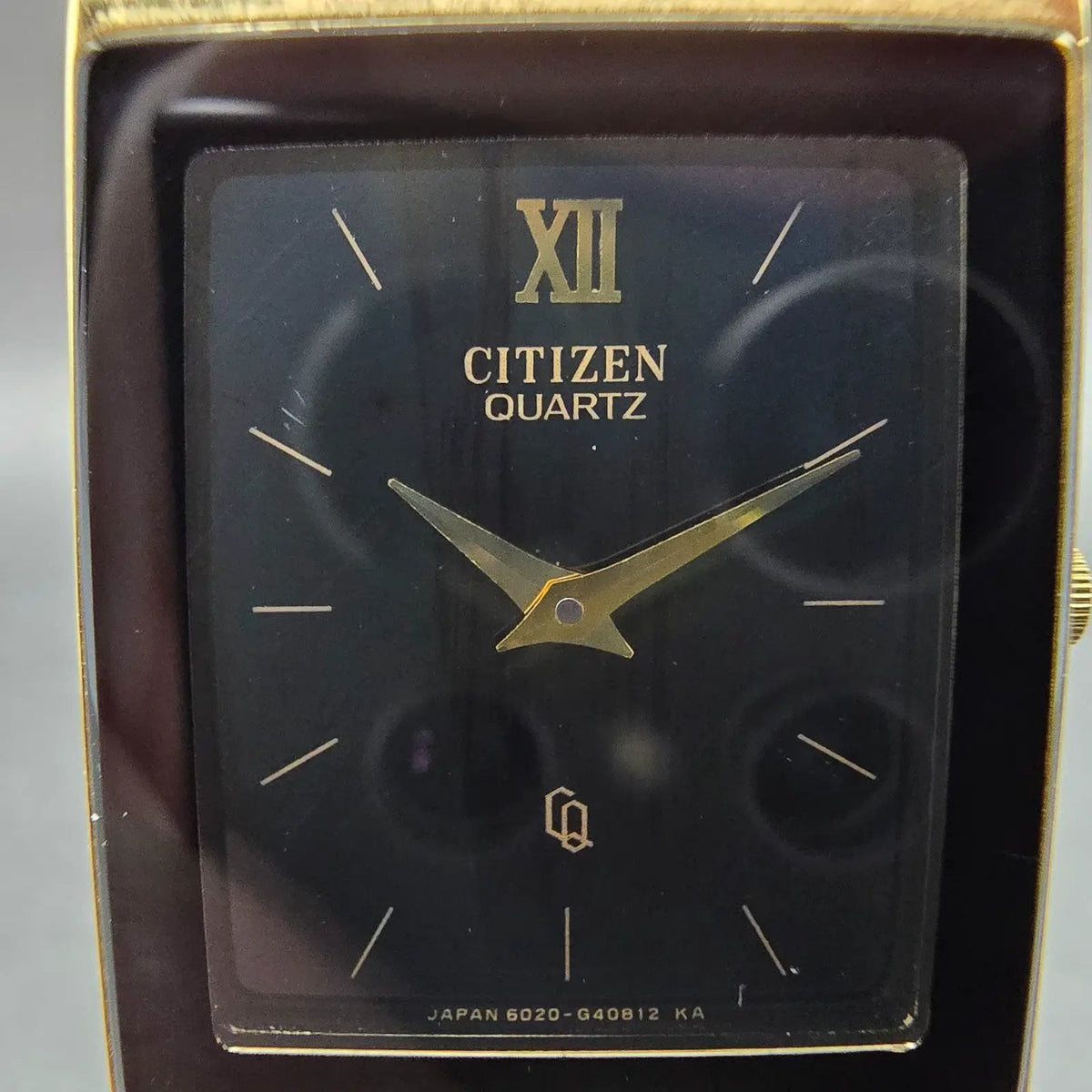 Citizen Tank Watch Men 25mm Black Dial Gold Tone Rectangle 1020-H14231 JP PARTS2
