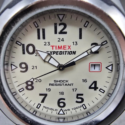 Timex Expedition Watch Men 41mm White Dial Silver Tone Date T49261 New Battery1