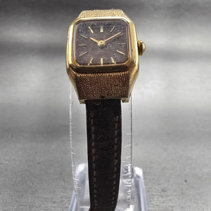 Seiko Watch Women 17mm Brown Dial Gold Tone Rectangle 5420-5019 New Battery VTG5