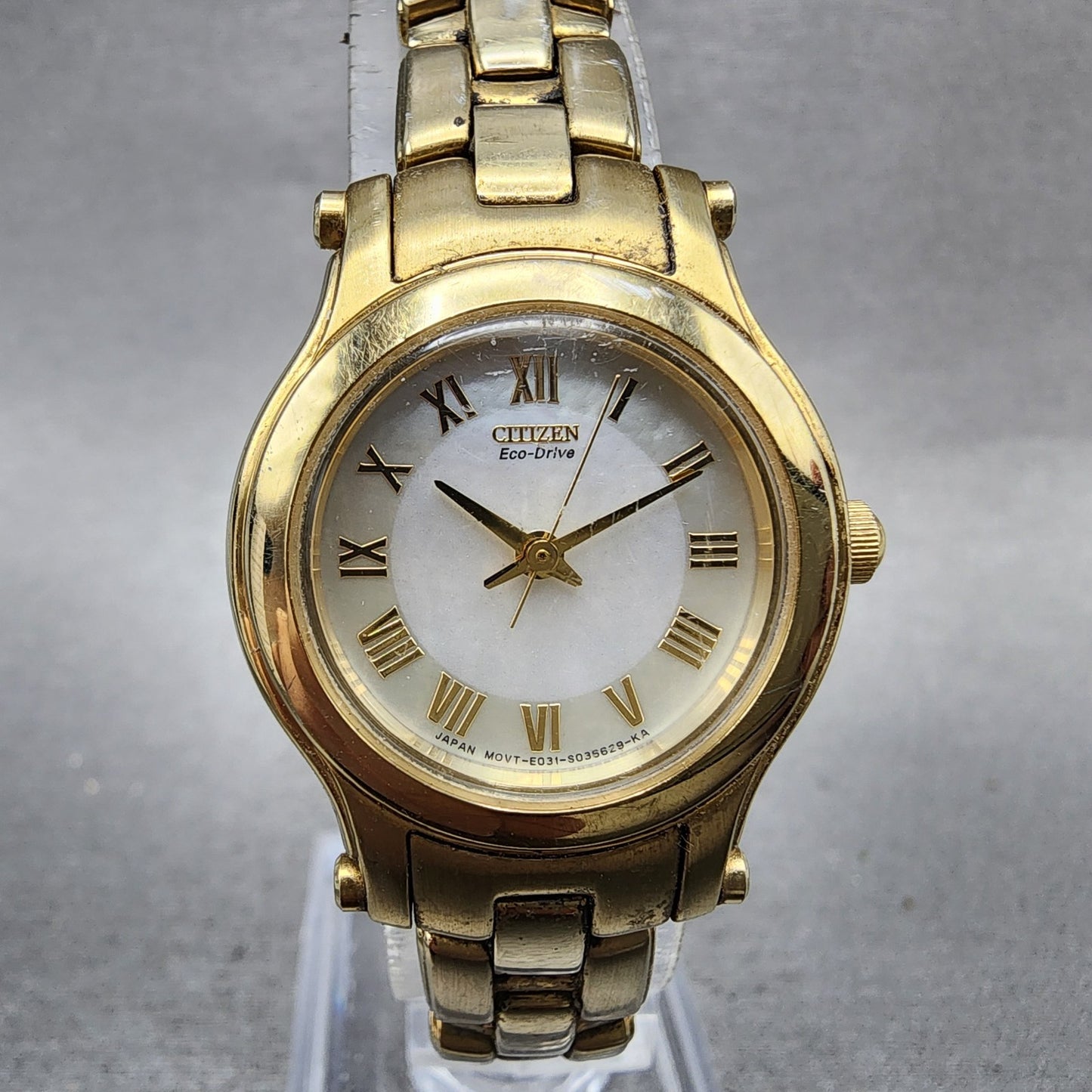 Citizen EcoDrive Watch Women 26mm MOP Dial Gold Tone Round Runs E031S0218210