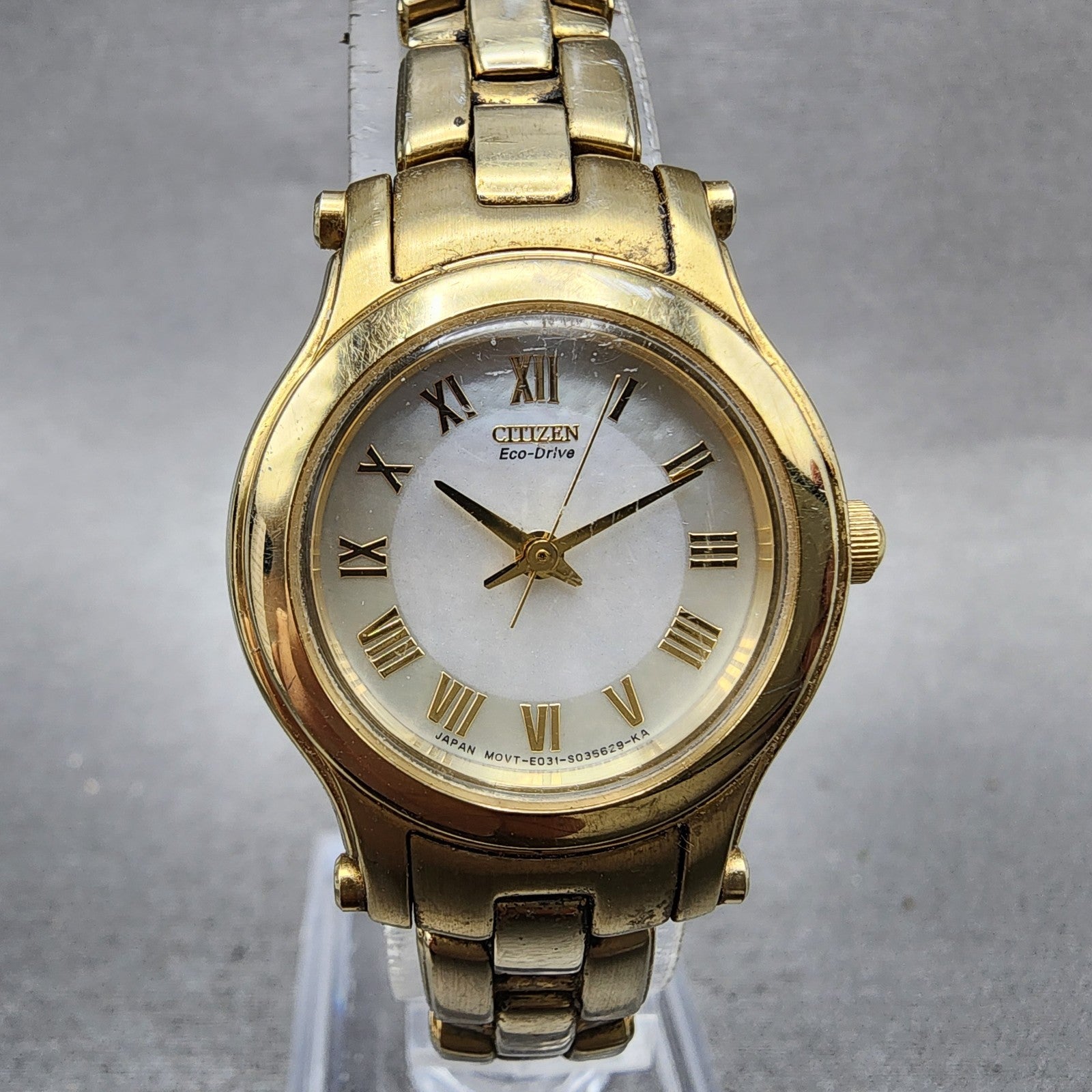 Citizen EcoDrive Watch Women 26mm MOP Dial Gold Tone Round Runs E031S0218210