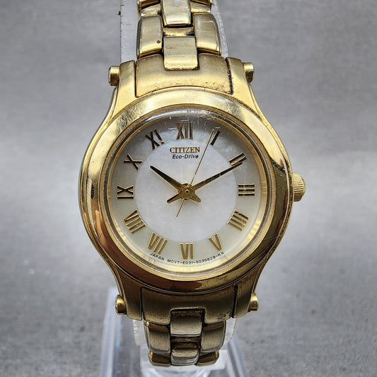 Citizen EcoDrive Watch Women 26mm MOP Dial Gold Tone Round Runs E031S0218210