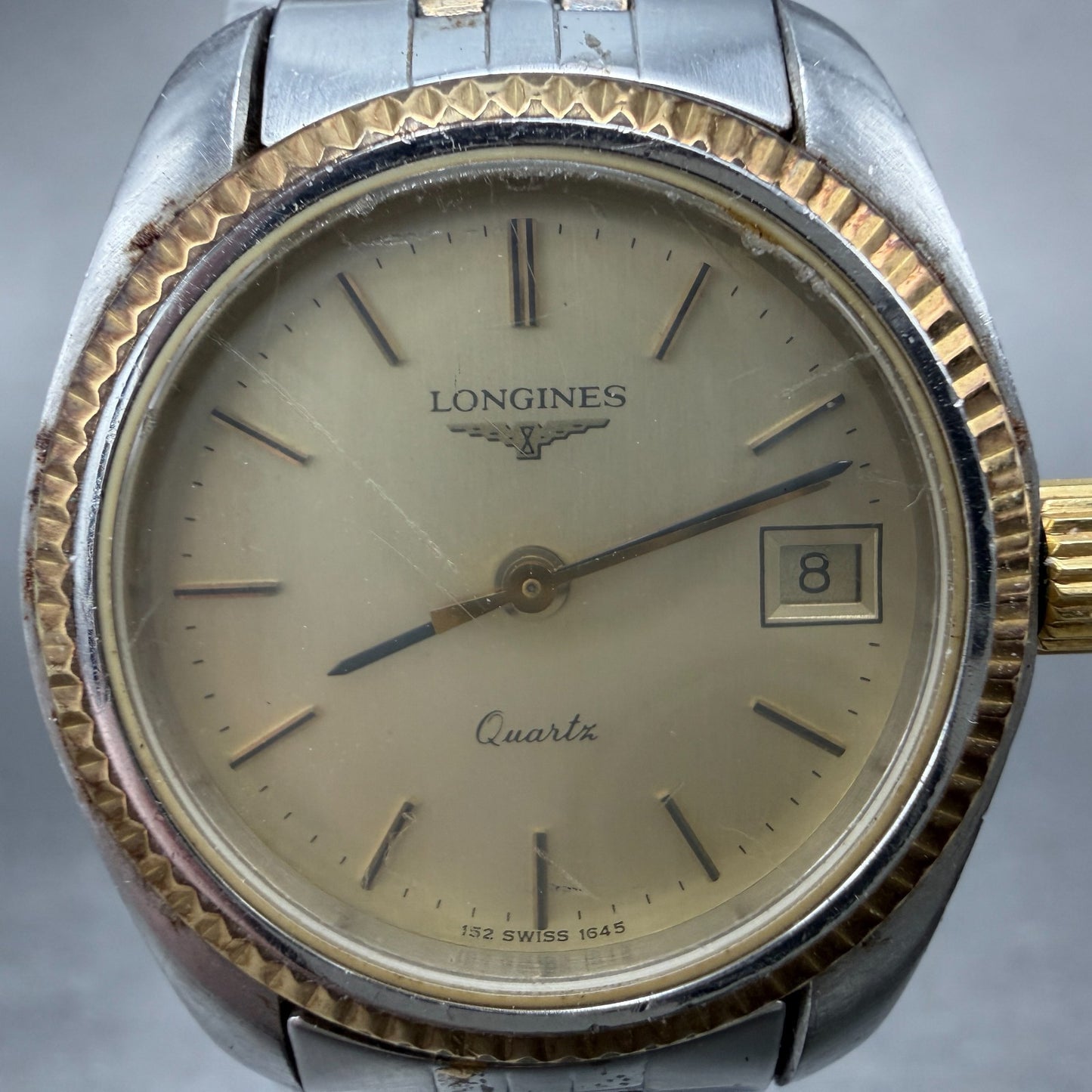 Longines Watch Women 26mm Champagne Dial Two Tone Date 152 1645 PARTS VTG2