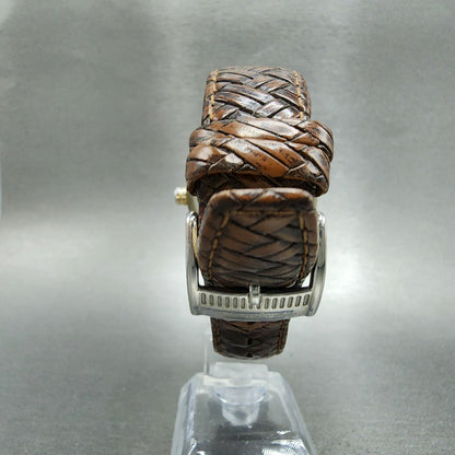 COGU Skeleton Watch Men 42mm Skeleton Dial Gold Tone Automatic Leather Band Runs