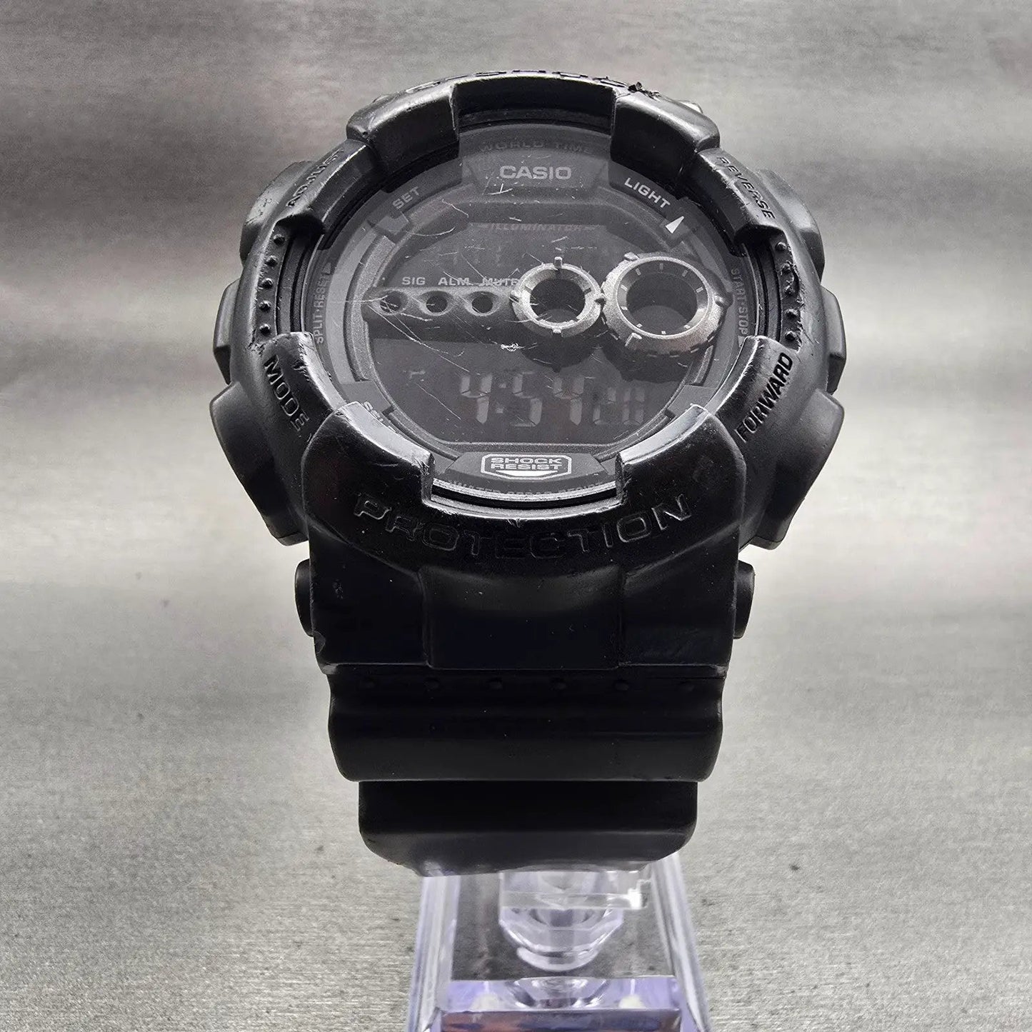 Casio G-Shock GD-100 Watch Men 51mm Black Dial Black Alarm Chrono New Battery5