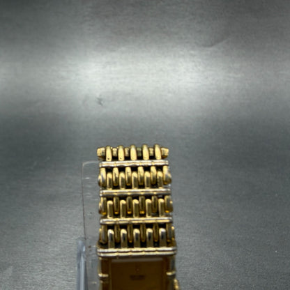 Seiko Tank Watch Women 12mm Champagne Dial Gold Tone 2e20-5079 New Battery HN46