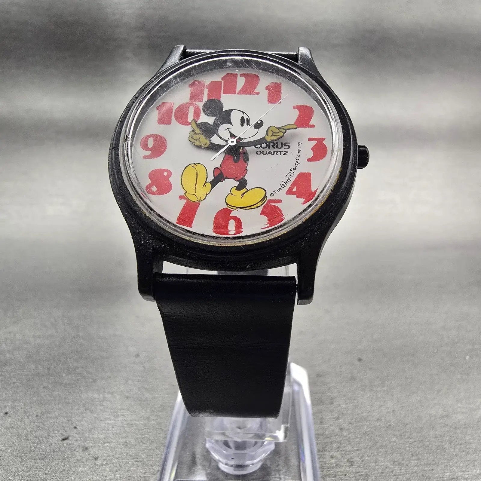 Lorus Mickey Mouse Watch Men 35mm White Dial Black Tone V515-8000 New Battery5