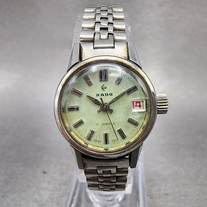 Rado Watch Women 21mm Green Dial Silver Tone Date Manual Wind 781/1 Runs0