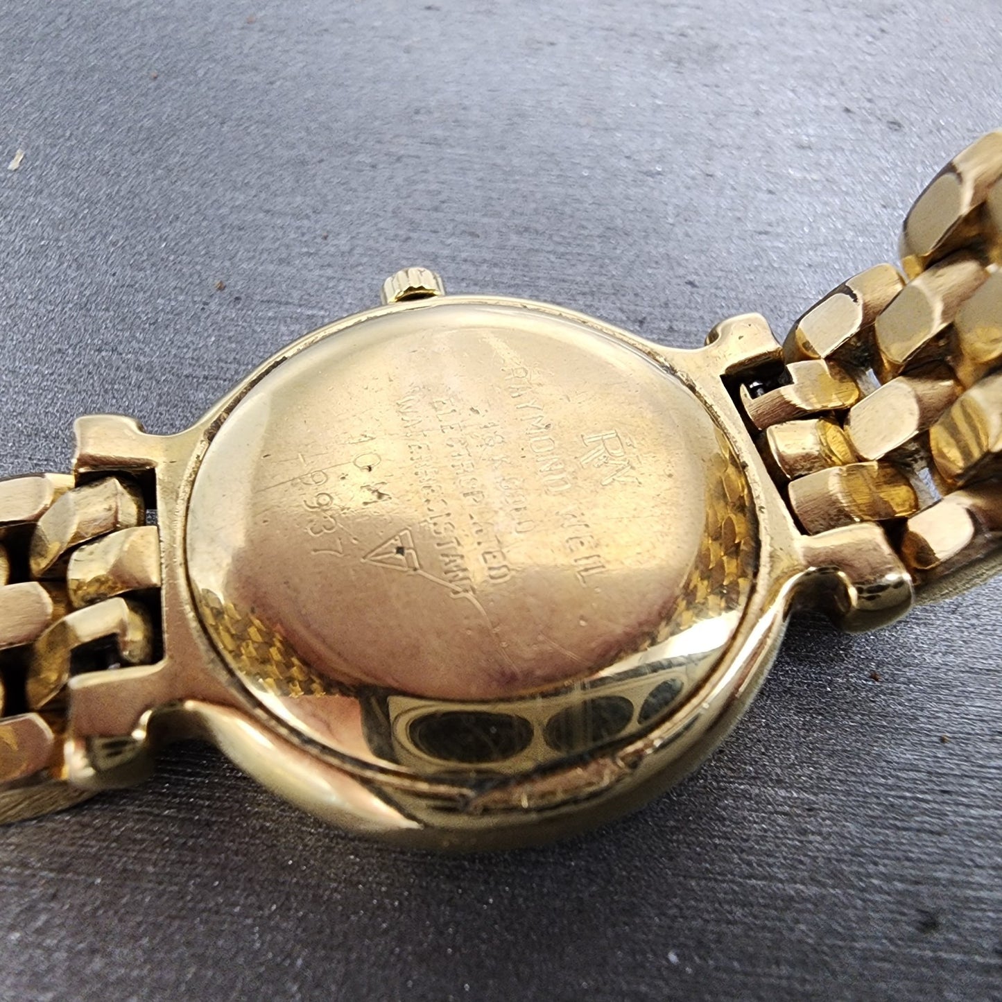Raymond Weil Watch Women 24mm Black Dial Gold Plated Diamonds 9937 New Battery9