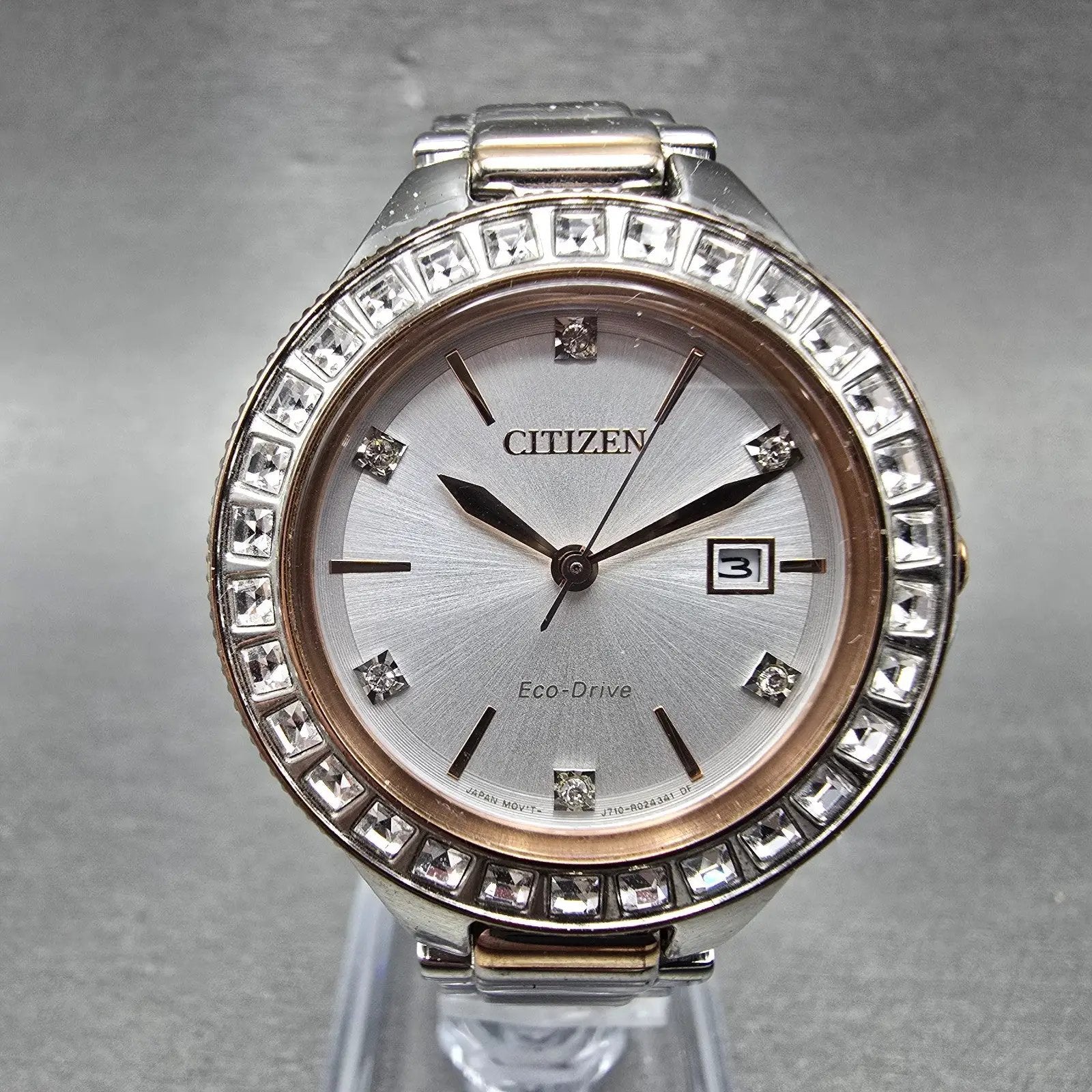 Citizen Silhouette Eco-Drive Watch Women 31mm Silver Dial Two Tone Date Runs0