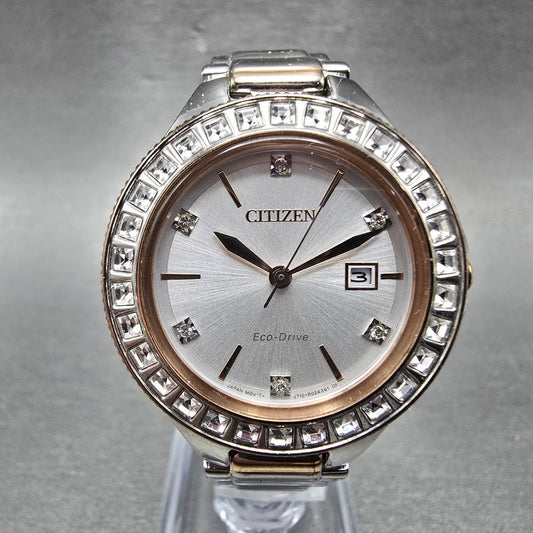 Citizen Silhouette Eco-Drive Watch Women 31mm Silver Dial Two Tone Date Runs0