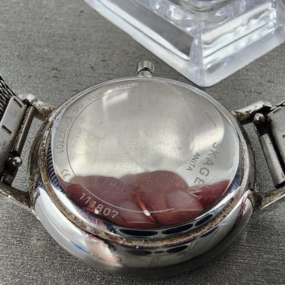 Skagen Anita Watch Women 36mm MOP Dial Steel Round Mesh Band New Battery9