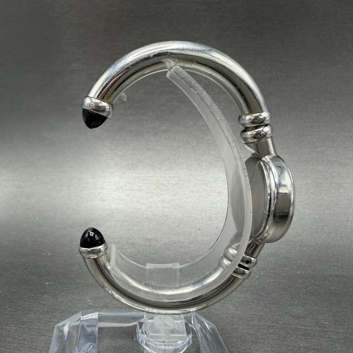 Movado Bareleto Watch Women 24mm Black Dial Stainless Steel Round Bangle NewBatH8