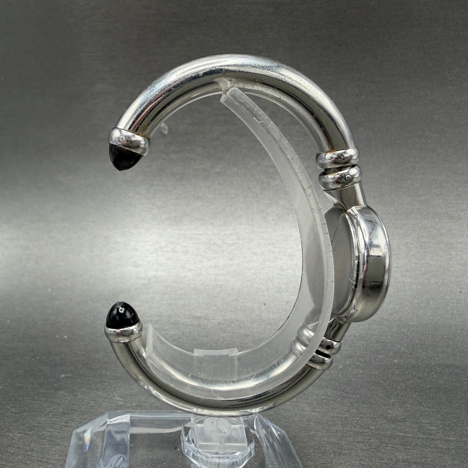 Movado Bareleto Watch Women 24mm Black Dial Stainless Steel Round Bangle NewBatH8