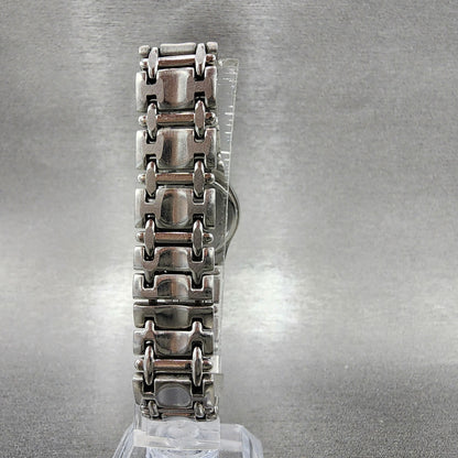 Movado Museum Watch Women 24mm Black Dial Steel Diamond Bezel New Battery