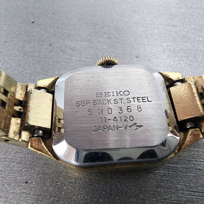 VTG Seiko Watch Women 18mm White Dial Gold Plated Rectangle Manual Wind Runs9