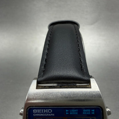 Seiko Digital Watch Men 34mm Blue Dial Silver Tone Chronograph M929-4000 NewBat4