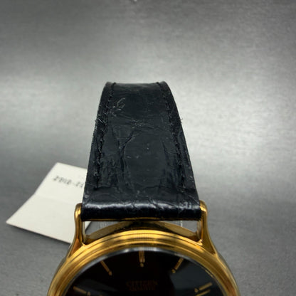 Citizen Watch Unisex 33mm Black Dial Gold Tone Date Round New Battery NOS4