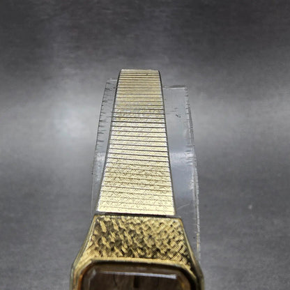Seiko Watch Women 17mm Champagne Dial Gold Rectangle 2C20-5789 New Battery VTG4