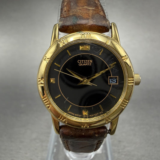 Citizen Watch Women 24mm Black Dial Gold Tone Date 1012-K13131 New Battery GHy0
