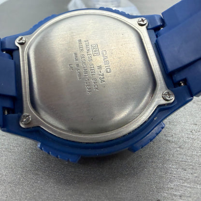Casio Illuminator Watch Men 42mm Digital Blue Tone Round W-734 New Battery9