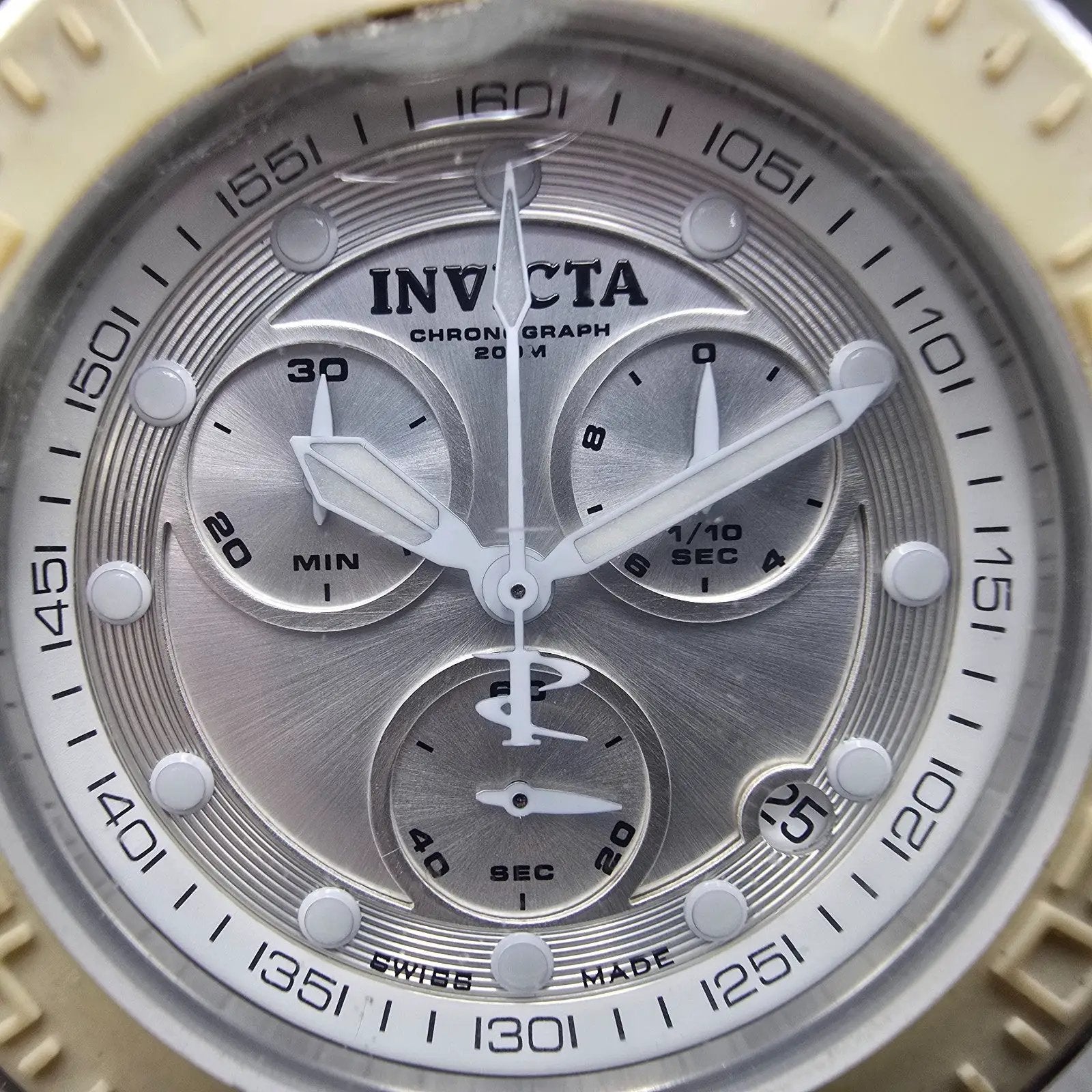 Invicta Reserve Chronograph Dive Watch Men 46mm Silver Dial Steel 10928 New Batt1