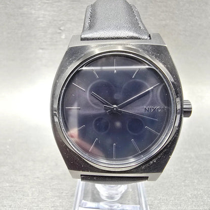 Nixon Time Teller Watch Men 37mm Black Dial Black Tone Round Bracelet New Batt V0