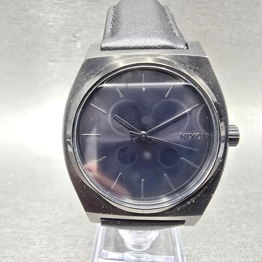 Nixon Time Teller Watch Men 37mm Black Dial Black Tone Round Bracelet New Batt V0