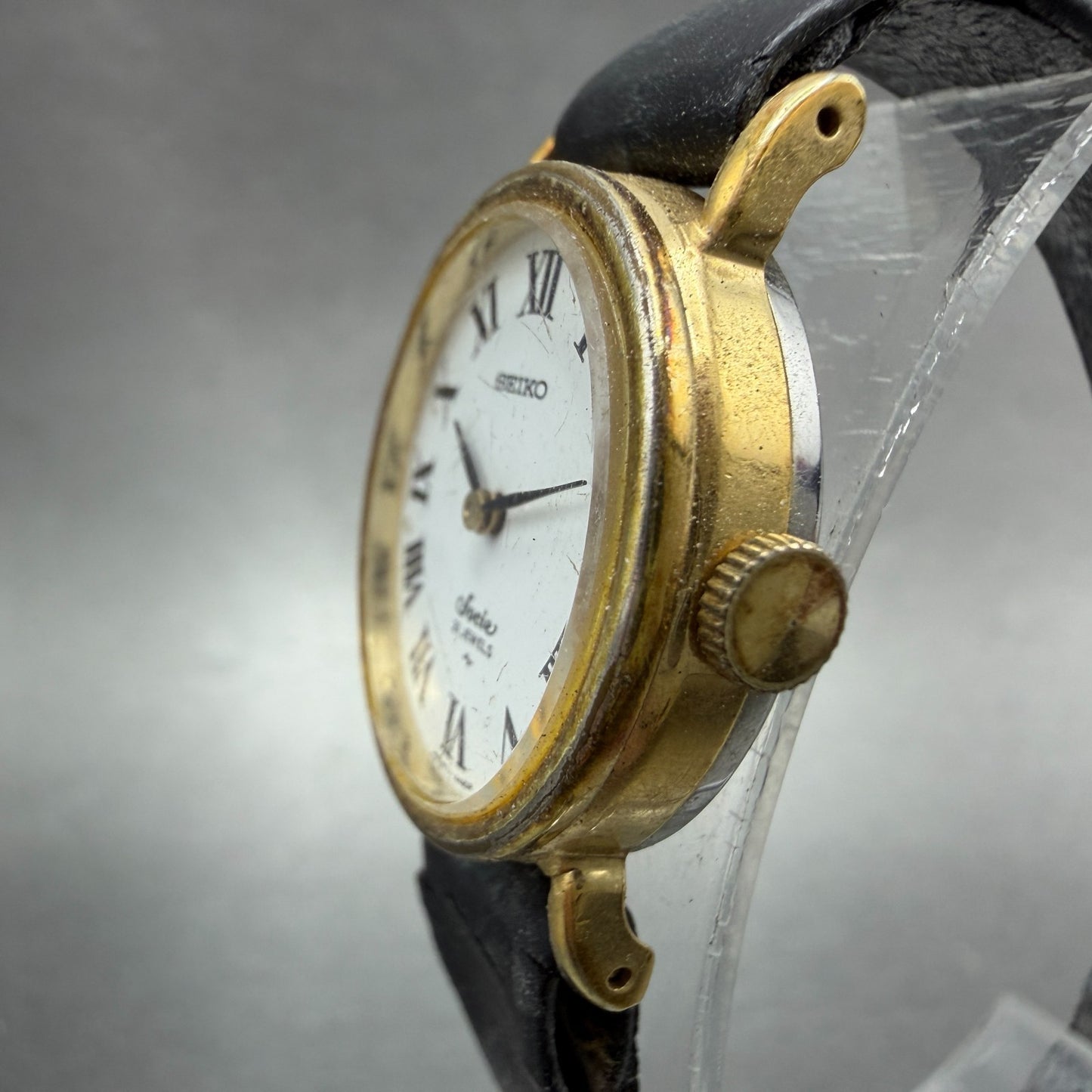 Seiko Socie Watch Women 23mm White Dial Gold Tone Oval Manual 11-8420 Runs VTG2