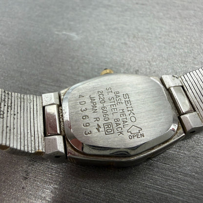 Seiko Watch Women 19mm Silver Dial Two Tone Oval 2C20-6060 New Battey Vintage9