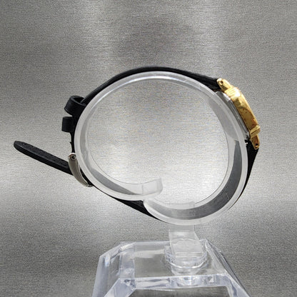 Seiko Watch Women 20mm Black Dial Gold Tone Square 7321507a New Battery8