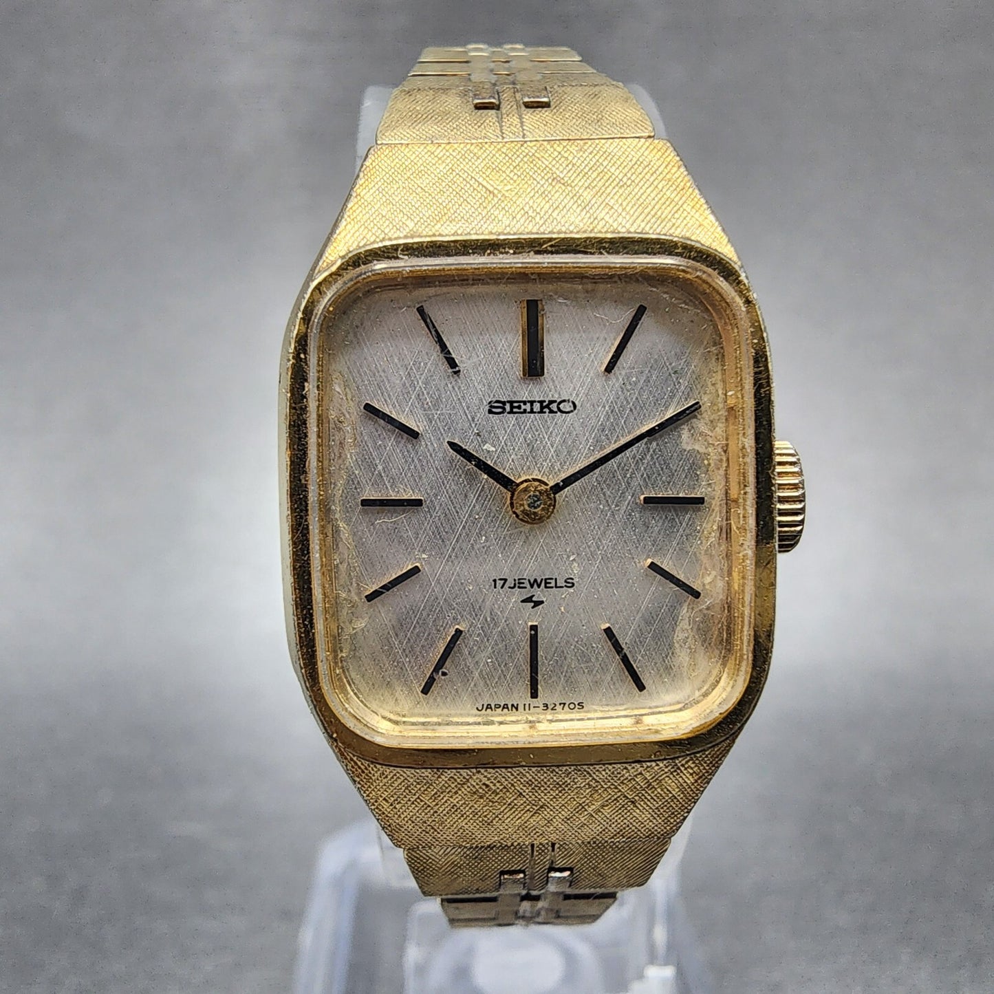 VTG Seiko Watch Women 18mm White Dial Gold Plated Rectangle Manual Wind Runs1