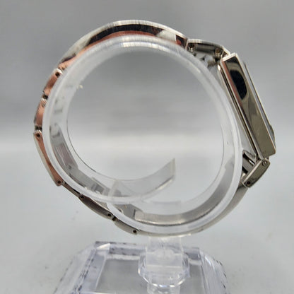 Bulova Watch Women Silver Tone Black Dial 18mm Rectangel 96L138 New Battery