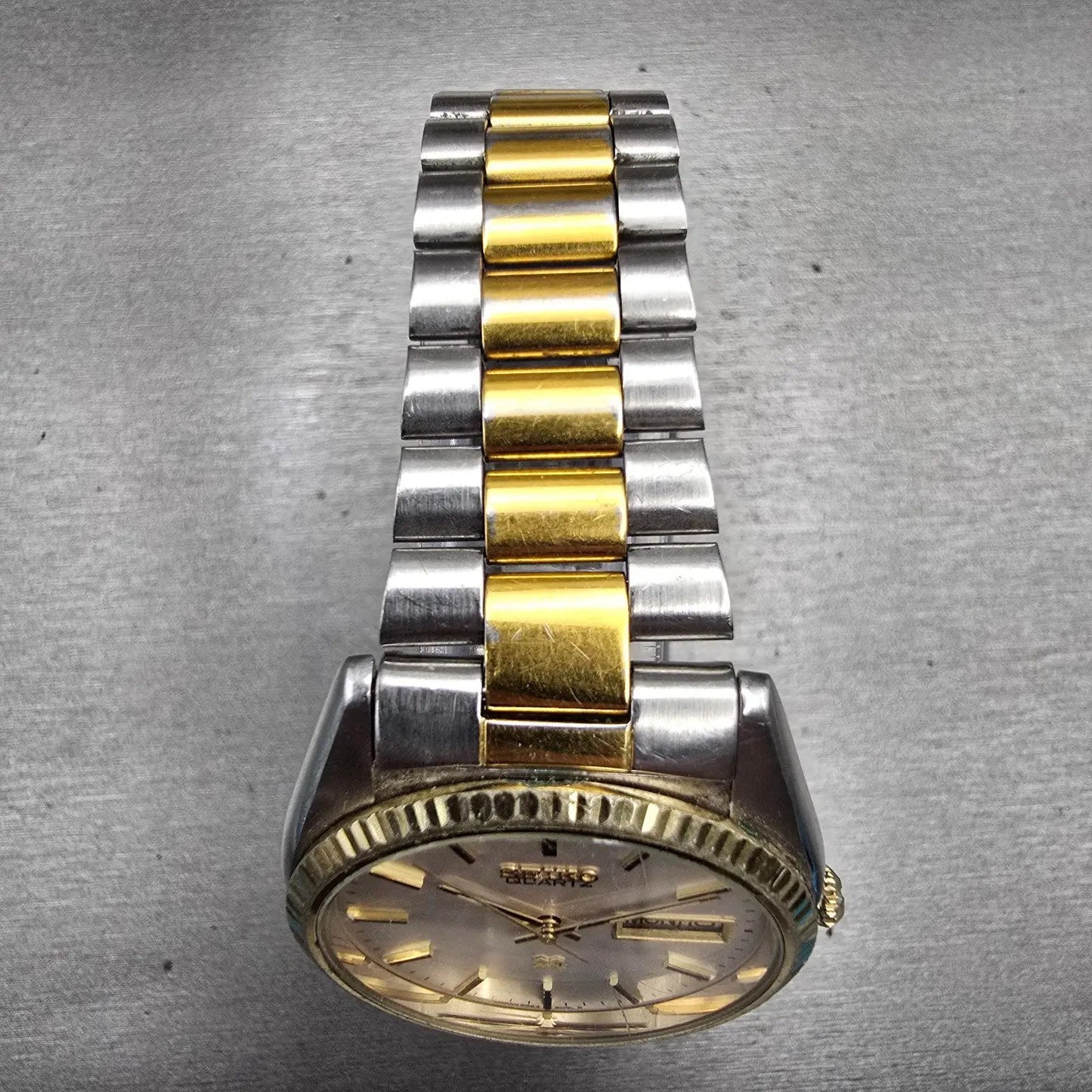 Seiko SQ President Watch Men 35mm Silver Dial Two Tone Daydate 6923-8080 New Bat4