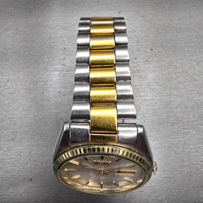 Seiko SQ President Watch Men 35mm Silver Dial Two Tone Daydate 6923-8080 New Bat4