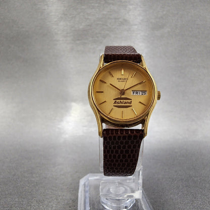 Seiko Watch Women 22mm Champagne Dial Gold Tone Daydate 7n836021 New Battery5
