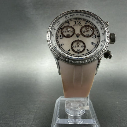 Nautica Chronograph Watch Women 35mm MOP Dial Steel Diamond Bezel New Battery5