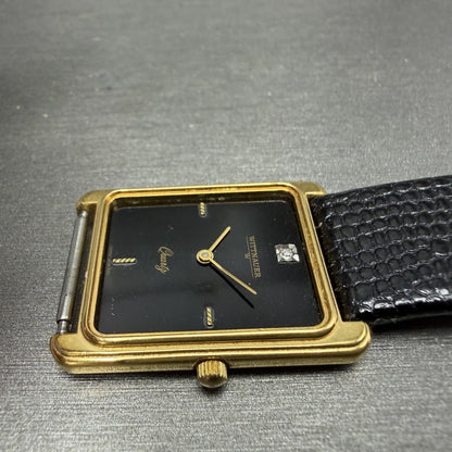 Wittnauer Tank Watch Men 25mm Black Dial Gold Tone NO CRYSTAL CD0464 9565 NewBat3