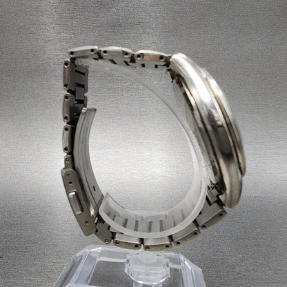 Seiko Solar Titanium Watch Men 38mm Silver Dial Date Round 7b42-0an0 Runs