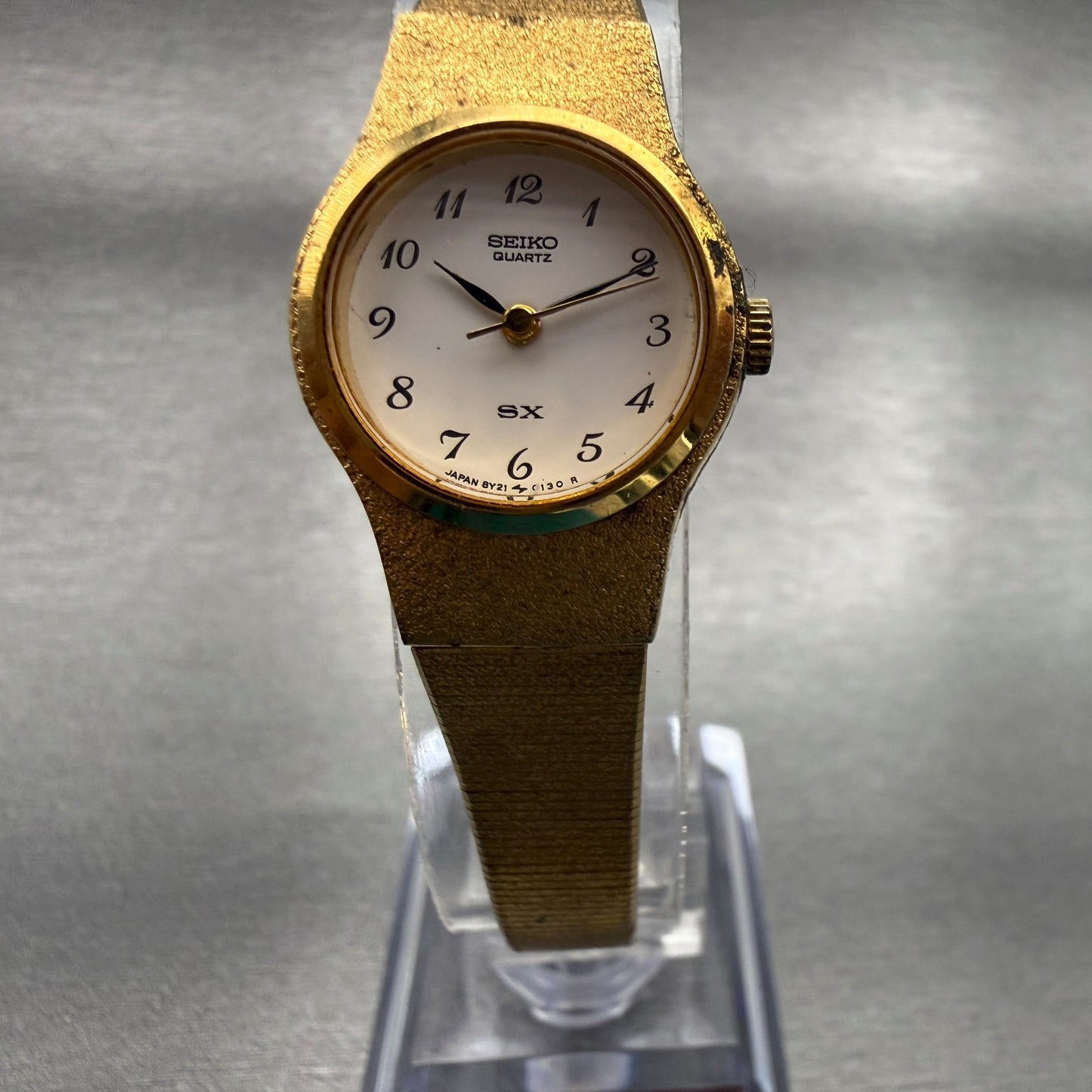 Seiko SX Watch Women 20mm White Dial Gold Tone Round 8Y21-0020 New Battery5