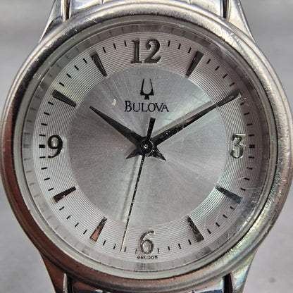 Bulova Watch Women 30mm Silver Dial Silver Tone Round 96L005 New Battery1