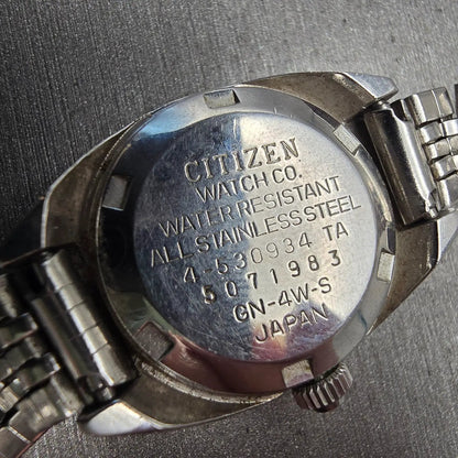 Citizen Watch Women 24mm Green Dial Silver Tone Date 4-530934 Manual Wind VTG10
