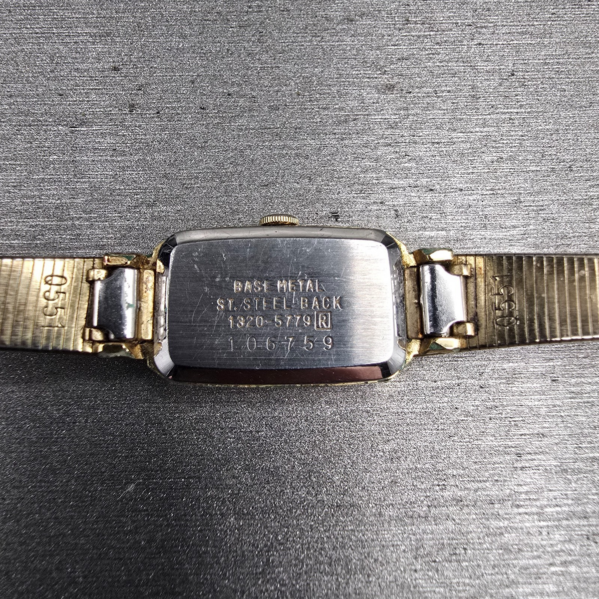 Seiko Watch Women 13mm Gold Dial Gold Tone Rectangle 1320-5779 New Battery JP10