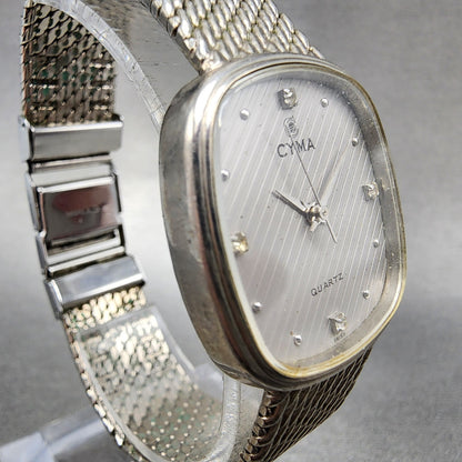 Cyma Watch Women 26mm Silver Dial Silver Tone Rectangle 605 New Battery3