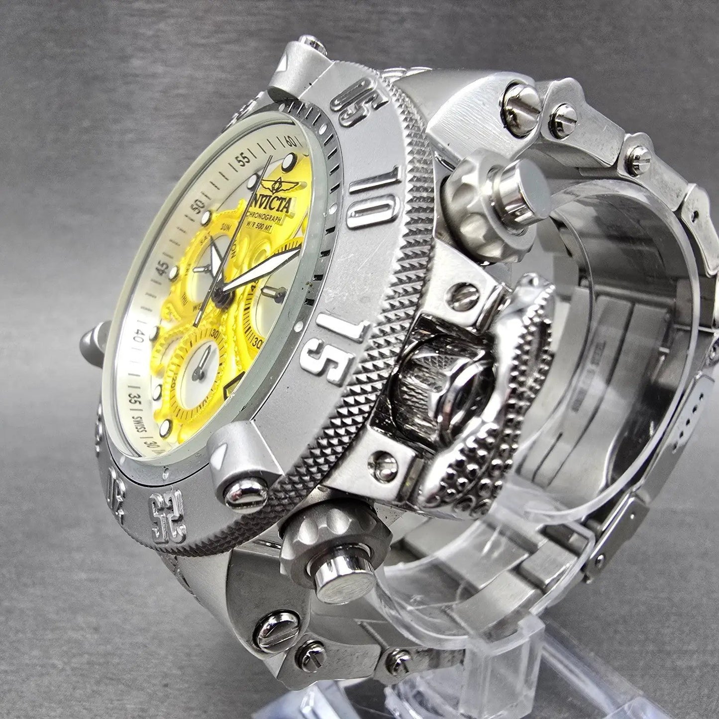 Invicta Sub Aqua Chronograph Watch Men 50mm White Dial Steel Date 27871 New Batt2