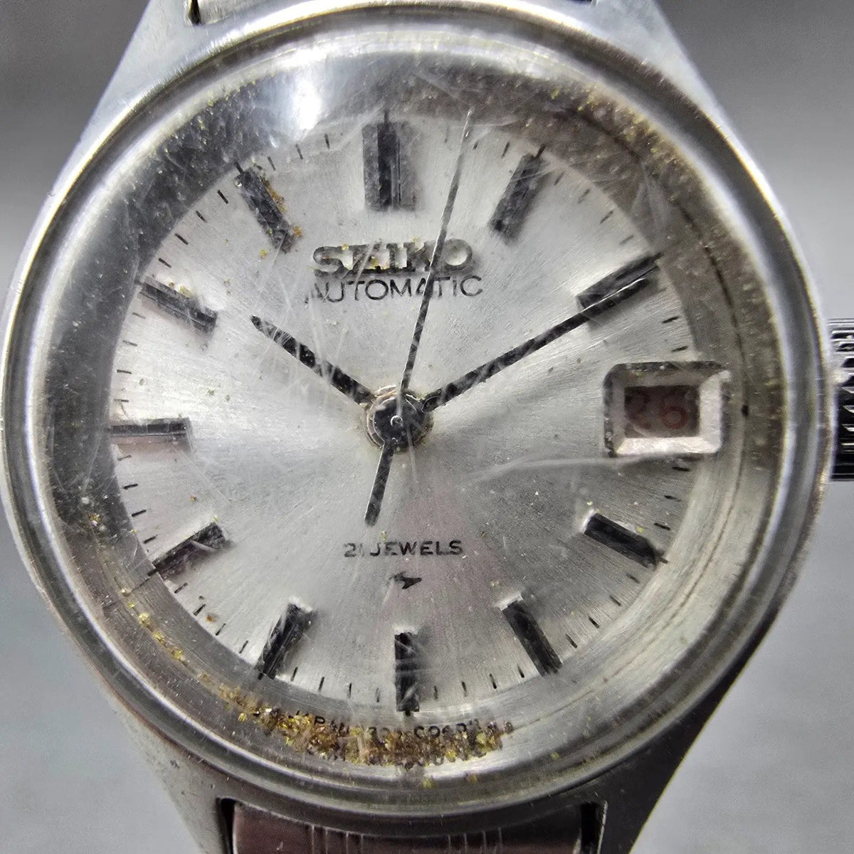 Seiko Automatic Watch Women 22mm White Dial Steel Date 2205-0040 PARTS VTG2